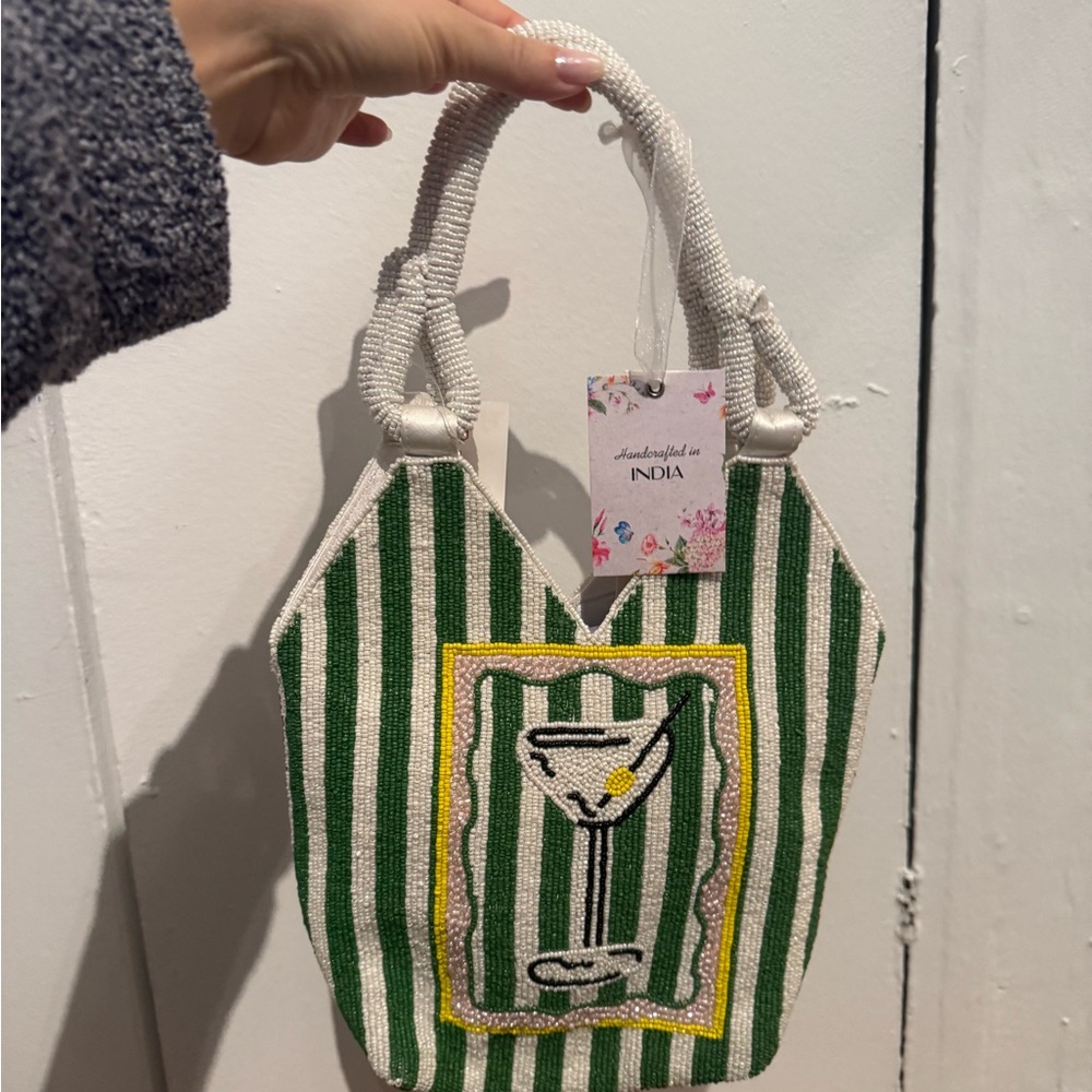 Viral TJMaxx Martini Green and White Beaded Bag
